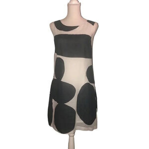 Virginia JOHNSON Sz M Women's Black White Geometric 100% Cotton Sleeveless Dress